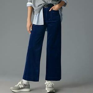 Anthropologie Navy Wide Leg Ankle Pants